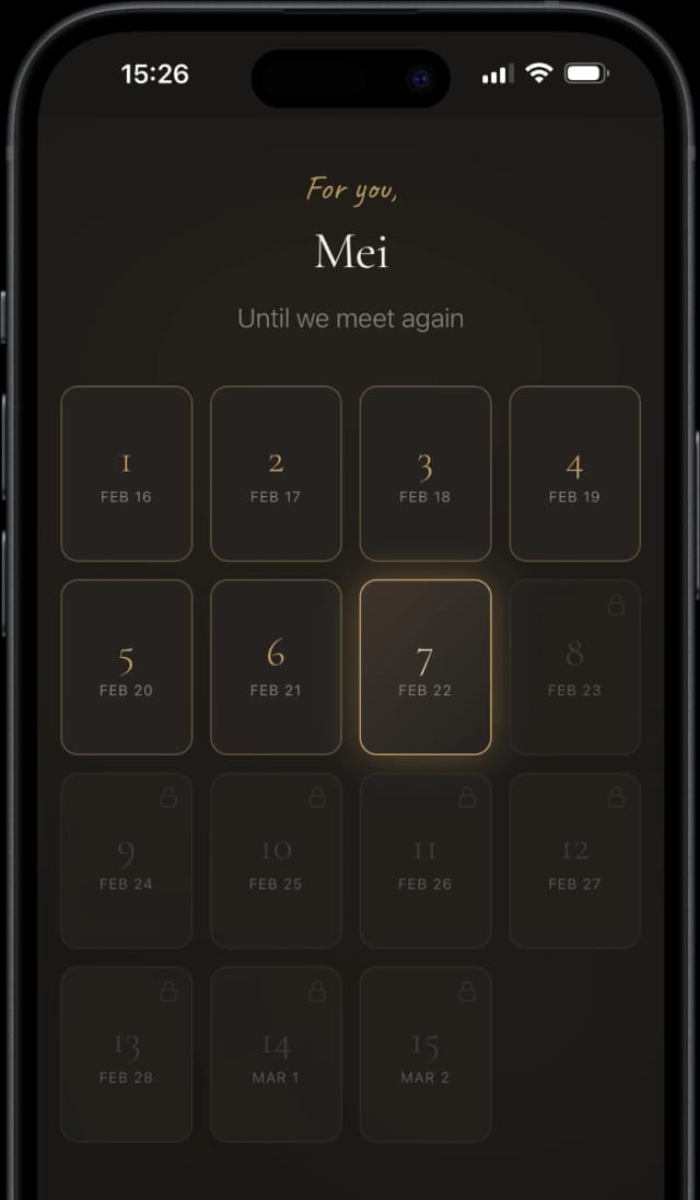 Vorschau eines Unveil-Kalenders auf dem iPhone