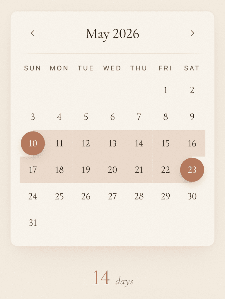 Choix de la période du calendrier dans l'éditeur Unveil